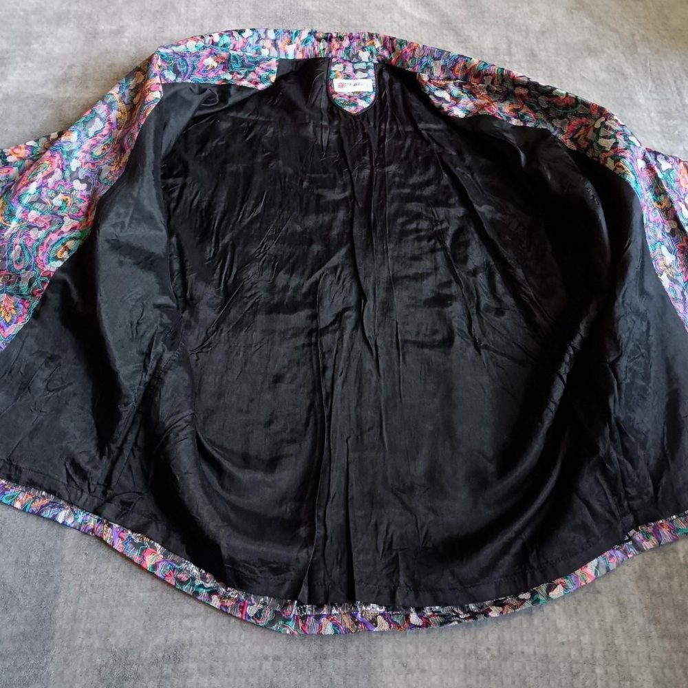 Vintage Mun Yang Multicolor Blazer Jacket, Loud Funky Busy Print Suit Coat XL+ - Picture 8 of 9